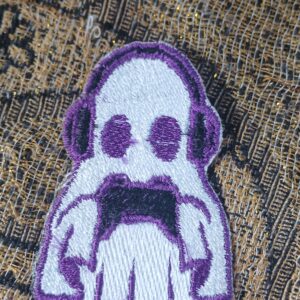 Purple gammer ghost embroidery patch