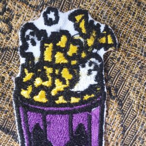 Purple pumpkin bucket embroidery patch